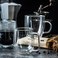 Vente en gros OEM – Tasses à café et thé en verre borosilicate à double paroi isolant thermiquement, 250 ml, 350 ml, 450 ml