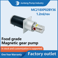 Pompe doseuse de précision micro avec moteur à balais, déplacement 1,2 ml/rev, pompe à engrenages magnétique 316L pour liquides acides et alcalins