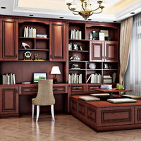 Ensemble de meubles de luxe en bois massif, design moderne et haut de gamme, bibliothèque murale intégrée, bureau gain de place, bureau à domicile