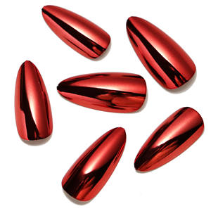 24 unid/set medio almendra espejo metálico <span class=keywords><strong>uñas</strong></span> postizas Y2K prensa acrílico Ongles <span class=keywords><strong>Rojo</strong></span> Negro púrpura azul puntas doradas para dedo - Product Image 4