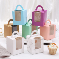 Boîtes d'emballage en papier à fenêtre transparente, 10 pièces, avec poignée pour cupcakes