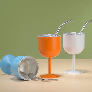 4oz Mini Champagne Flutes Stainless Steel <b>Wine</b> Tumbler Double Wall <b>Goblet</b> with Lid and Straw - Product Image 2
