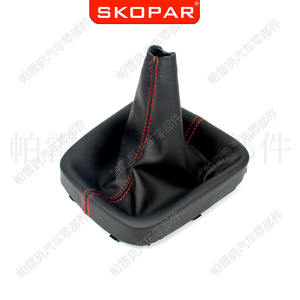 หัวเกียร์รถยนต์ Skopar หุ้มหนังสีดำเย็บด้ายแดง สำหรับรถ Volkswagen Golf5 เกียร์ธรรมดา - Product Image 1