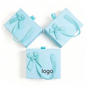 Factory Direct Customizable Light Blue Drawer <b>Gift</b> <b>Box</b> With Ribbon Elegant Ideal for Cosmetic & <b>Gift</b> Packaging - Product Image 1