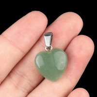 Pendentif Cœur en Cristal Naturel 16mm, Breloques en Agate en Forme de Cœur, Pierre de Guérison pour la Fabrication de Colliers et Bijoux DIY