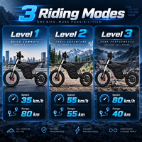 Moto électrique tout-terrain à transmission directe M7 60V 72V 2000W 2200W de crête 6000W 80 km/h 3 vitesses pour adultes