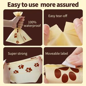 Bolsas para excremento de mascotas con logo personalizado impreso, 6 rollos con tarjeta de encabezado, bolsas para excremento de perro con aroma a chocolate y leche - Product Image 4