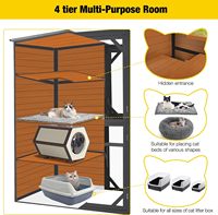 Grand enclos pour chat à 4 niveaux, maison pour chat avec toit en bois résistant aux intempéries, 3 espaces de repos, 3 plateformes, 5 fenêtres