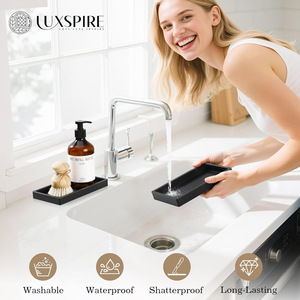 Plateau de rangement de salle de bain multifonctionnel en silicone carré, amovible et sans installation, avec support de table de style bureau - Product Image 3