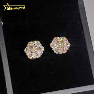 Boucles <span class=keywords><strong>d</strong></span>'Oreilles Clous Moissanite VVS en <span class=keywords><strong>Argent</strong></span> 925, 13mm, Serties Glacées, Dos Vissé, Rondes, Style Hip Hop, Expédition depuis Entrepôt USA - Product Image 5