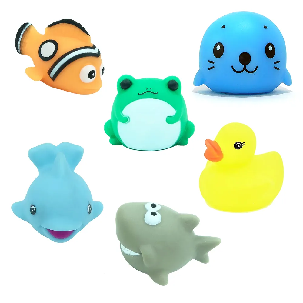 Eco Friendly Factory Direct Wholesale Flashing Colorful LED Light up Bath Cartoon Sea Animal Toy for babies