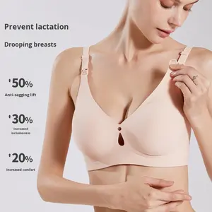 Soutien-gorge de maternité <span class=keywords><strong>grande</strong></span> <span class=keywords><strong>taille</strong></span> anti-affaissement fin sans armatures coupe ajustée en spandex/nylon pour l'été - Product Image 3