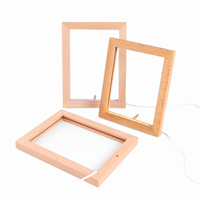 Illusion 3D Cadre en bois massif Lampe à lumière LED Cadre photo LED acrylique solide Base en bois