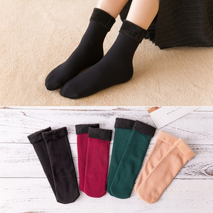 <b>Flower</b> Field Women's Warm Fleece-Lined Thick Short Socks Thermo Home Floor Socks Autumn Winter Skin Tone - Product Image 2