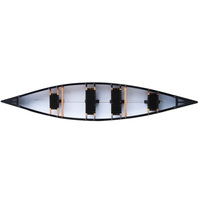 Canoë Kayak en LLDPE Rotomoulé Équipement de Jeux Aquatiques Sports Nautiques 486cm Canoë Canadien en Plastique avec 2 Sièges en Bois