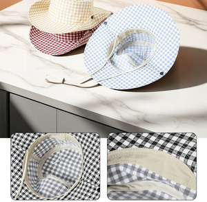 Chapeau Bob Personnalisé Imprimé Intégral Anti-UV Designer, Casquette <span class=keywords><strong>de</strong></span> <span class=keywords><strong>Pêcheur</strong></span> en Coton à Carreaux avec Cordon <span class=keywords><strong>de</strong></span> Serrage - Product Image 4