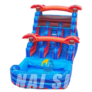 Toboggan aquatique gonflable double piste Tropical <span class=keywords><strong>Laguna</strong></span>, avec zone de saut et château gonflable, pour fêtes et jardin, toboggan aquatique humide et sec - Product Image 6