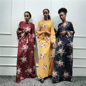 नई डिजाइन पुष्प मुस्लिम महिलाओं पोशाक लंबी मैक्सी पोशाक abaya दुबई शैली