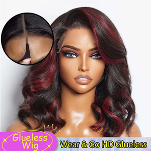 Vente en gros sans colle Highlight couleur rouge dentelle frontale perruque courte ondulée <span class=keywords><strong>Bob</strong></span> 5x5 HD dentelle fermeture perruque dentelle avant perruques de cheveux humains - Product Image 6