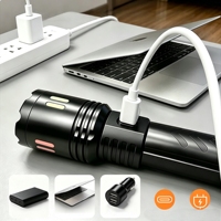 Lampe torche portable OEM, laser blanc, lampe latérale COB, lumière stroboscopique d'avertissement, étanche IP66, rechargeable, pour le camping en plein air