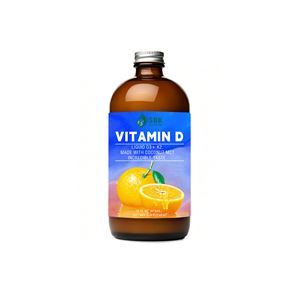Gouttes liquides de Vitamine D3 K2 avec huile MCT de noix de coco favorisant la santé des os et des dents, l'absorption du calcium et le bien-être immunitaire, saveur orange - Product Image 1