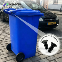 Nouvelle poubelle à roulettes en plastique PP moulé par injection, style Houston, avec rayons, 120L/240L, couvercle à charnière noir, pour usage municipal extérieur et parcs
