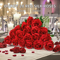 Bouquet de roses artificielles rouges en soie, longues tiges, pour mariage, fête des mères, décoration de table, vente en gros