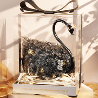 Blocchi Artistici Cigno Nero con Luci, Fiori Eterni, Blocchi da Costruzione Stimolanti per Arte da Scrivania, Miniature OEM