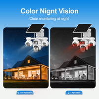 OEM/ODM Four Lens Four Views Smart Solar Security Camera with CMOS Sensor AI Auto Tracking Colorful Night Vision & Cloud Storage
