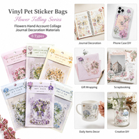 Sacs d'autocollants en vinyle pour animaux de compagnie Flower Telling Series Flowers Hand Account Collage Journal Decoration Materials 6 Types