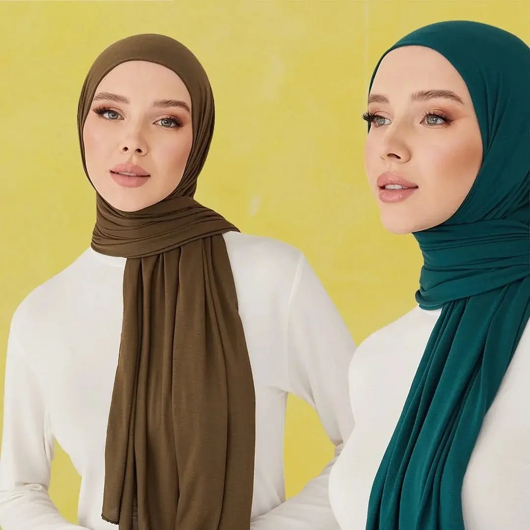 Benutzer definiertes Logo Hot Selling Hochwertiges Baumwoll jersey Premium Stretchy Hijab Frauen Stolen Trikots Baumwolle Maxi Hijab Schal H0282