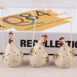 Rooster Business Card Holder Resin Cartoon Style White Desk Decor Note Holder Office Home Craft Gift - Product Image 2