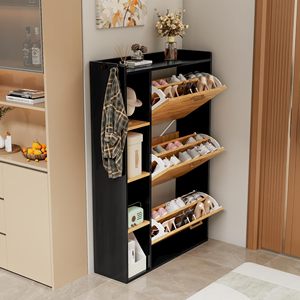 Zapatero Combohome con 3 solapas, zapatero estrecho con 3 estantes abatibles y 4 compartimentos de almacenamiento - Product Image 6