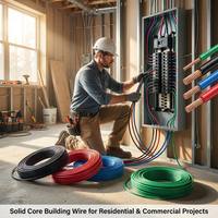 Kabel Listrik Bangunan Rumah Tangga Tembaga Padat THHN THW Inti Tunggal Berisolasi PVC dengan Selubung Nilon 600V 14 12 10 AWG
