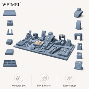 ชุดจัดแสดงเครื่องประดับ WEIMEI  ถาดกำมะหยี่สีน้ำเงินสำหรับวางสร้อยคอ กำไล ต่างหู แหวน จี้  สำหรับร้านขายเครื่องประดับบูติก - Product Image 4