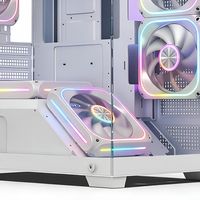 Boîtier d'ordinateur de jeu M-ATX blanc TDD1501, châssis de tour moyen avec panneau latéral en verre trempé, refroidissement par ventilateur RGB