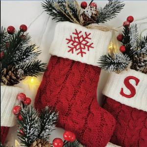Bas de <span class=keywords><strong>noël</strong></span> avec lettres brodées, chaussettes en tricot rouge et blanc pour la famille, décorations de vacances, arbre de <span class=keywords><strong>noël</strong></span>, <span class=keywords><strong>cheminée</strong></span> - Product Image 5