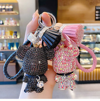 Nouvelle mode en gros, porte-clés en diamant scintillant en forme d'ours, porte-clés en forme d'ours à grosse tête (KC107C)