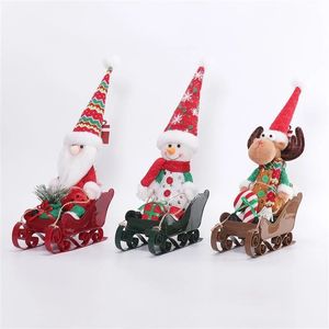 Ensemble de 3 figurines lumineuses de Noël : Père Noël, Bonhomme de neige et Renne avec traîneau, lumière chaude, cadeau de Noël, décoration de fête - Product Image 2