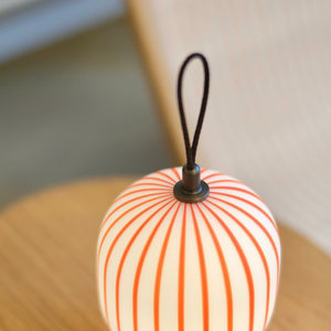 Atotalof Candy Themed <b>Lantern</b> Table <b>Lamp</b> Red Striped Portable Led Battery Operated Cordless For Festive Atmosphere - Product Image 4