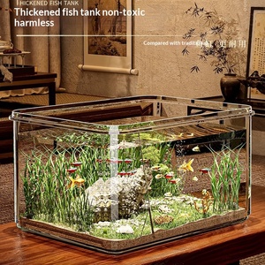 Aquarium rectangulaire <span class=keywords><strong>de</strong></span> bureau à haute transparence pour l'élevage <span class=keywords><strong>de</strong></span> poissons rouges et <span class=keywords><strong>de</strong></span> tortues, idéal comme décoration - Product Image 4
