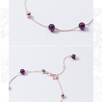 Vente en gros de bracelets en argent sterling 925 personnalisés pour femmes et adolescents Bijoux de fête à la mode avec perle de grenat plaquée or