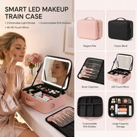 Sac de maquillage portable imperméable personnalisé, trousse à cosmétiques avec 3 lumières rechargeables, sac à cosmétiques imperméable avec miroir LED