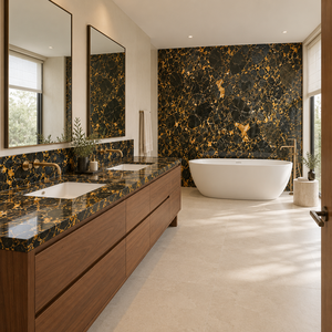 Grande dalle de marbre Nero Portoro naturel, imperméable et polie, pour murs et sols de villas, salons, salles de bain et hôtels, style moderne, garantie 1 an - Product Image 4