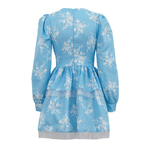 ชุดเดรสแฟชั่นแขนยาวพิมพ์ลายคอวีจับจีบสำหรับผู้หญิง - Product Image 6