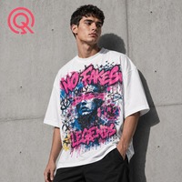 Hochwertiges Graffiti-Porträt T-Shirt für Herren Maßgefertigt 300 GSM Nur Digitaldruck Übergroßes Kurzarm Hip-Hop Streetwear Oberteil