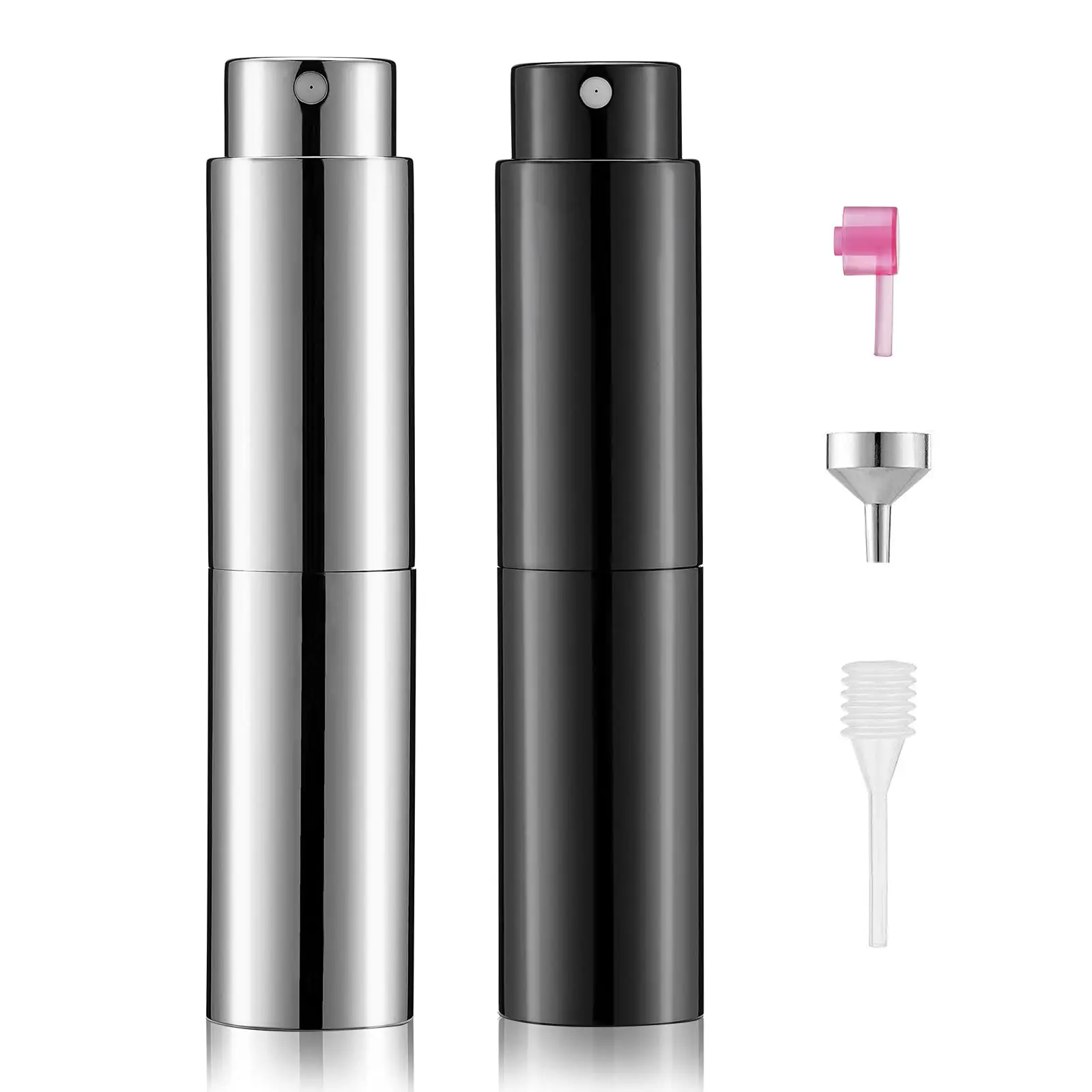 Ronda 8 ml 10 ml Twist Up metal spray botella de aluminio portátil recargable perfume atomizador