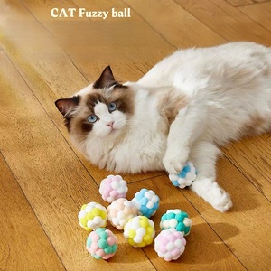 Silent Lightweight Elastic Bouncy <strong>Cat</strong> Toys Vibrant Interactive Fleece Bell Small Soft Balls Handmade Rainbow <strong>Seven</strong> Tones Indoor - Product Image 3