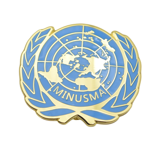 Épinglette en émail dur avec logo bleu des Nations Unies, emblème du drapeau de l'ONU, <span class=keywords><strong>broche</strong></span> dorée pour sac et manteau - Product Image 1
