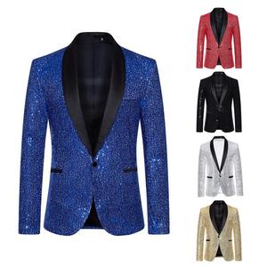 <span class=keywords><strong>Veste</strong></span> de costume élégante pour <span class=keywords><strong>homme</strong></span>, brillante, à un <span class=keywords><strong>bouton</strong></span>, pour scène, soirée, club, chanteur, <span class=keywords><strong>veste</strong></span> à paillettes - Product Image 3